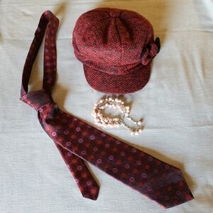 Rasberry Style Cluster, Cap, Red Tie And Bracelet Set